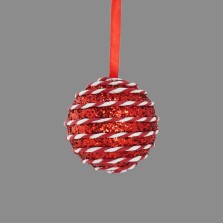 Christmas Candy Cane Swirl Bauble 8cm Red