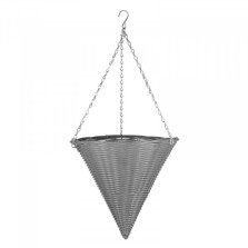 14in Slate Faux Rattan Hanging Cone