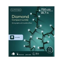Christmas Diamond Compact Twinkle Lights (750 LED) Cool White - Green Cable