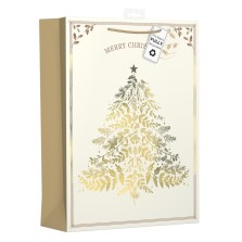 Christmas Gold & Cream Tree Gift Bag (5 x 21.5 x 28.5)