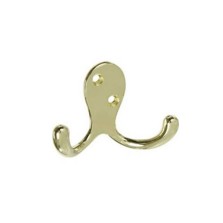 Securit S6109 Double Robe Hooks Brass 70mm (2 Pack)