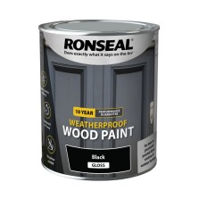 Ronseal 10 Year Weatherproof Wood Paint 750ml Black Gloss