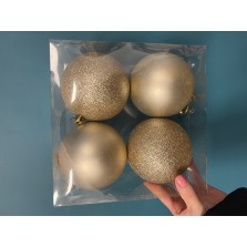 Christmas DP Champagne Baubles 10cm (4 Pack)