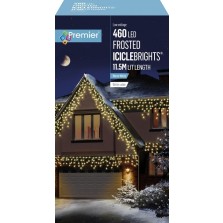Christmas Frosted IcicleBrights 460 LED - 11.5M (Warm White - White Cable)