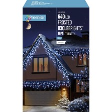 Christmas Frosted IcicleBrights 640 LED - 16M (Cool White - White Cable)