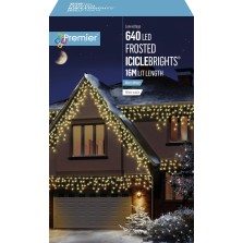 Christmas Frosted IcicleBrights 640 LED - 16M (Warm White - White Cable)