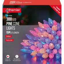 Christmas 300 LED Pine Cone Lights 15m Rainbow