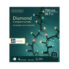Christmas Diamond Compact Twinkle Lights (750 LED) Multi-Colour - Green Cable