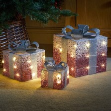 Christmas Sparkly Gift Boxes (Set of 3) Pink