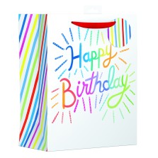 Happy Birthday Bright Coloured Gift Bag 33cm